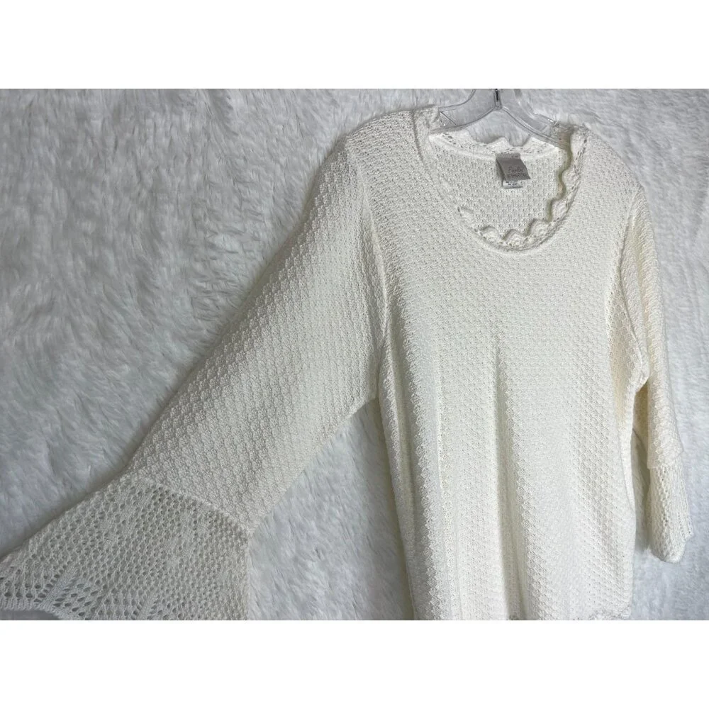Fiorlini Women's Large Ivory Open Knit Sweater